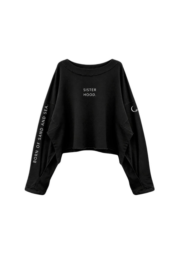 Born of Sand + Sea Long Sleeve Crop Black