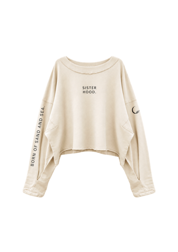 Born of Sand + Sea Long Sleeve Crop - Cream